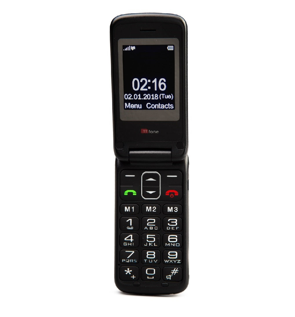 TTfone Nova TT650 Black Big Button Flip Mobile with Giff Gaff SIM Network