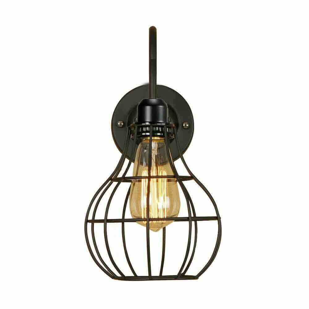 LEDSone industrial Vintage Rustic Wall Sconces Wire Cage Black Industrial Wall Light Lampshade~2900