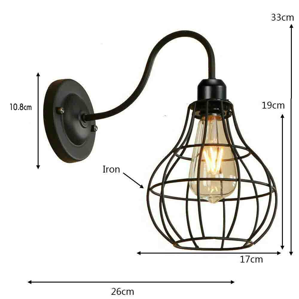 LEDSone industrial Vintage Rustic Wall Sconces Wire Cage Black Industrial Wall Light Lampshade~2900