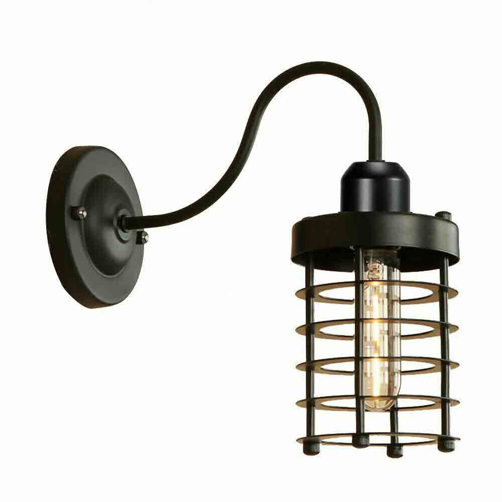 LEDSone industrial Vintage Rustic Wall Sconces Wire Cage Black Industrial Wall Light Lampshade~2900