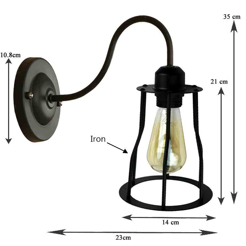 LEDSone industrial Vintage Rustic Wall Sconces Wire Cage Black Industrial Wall Light Lampshade~2900