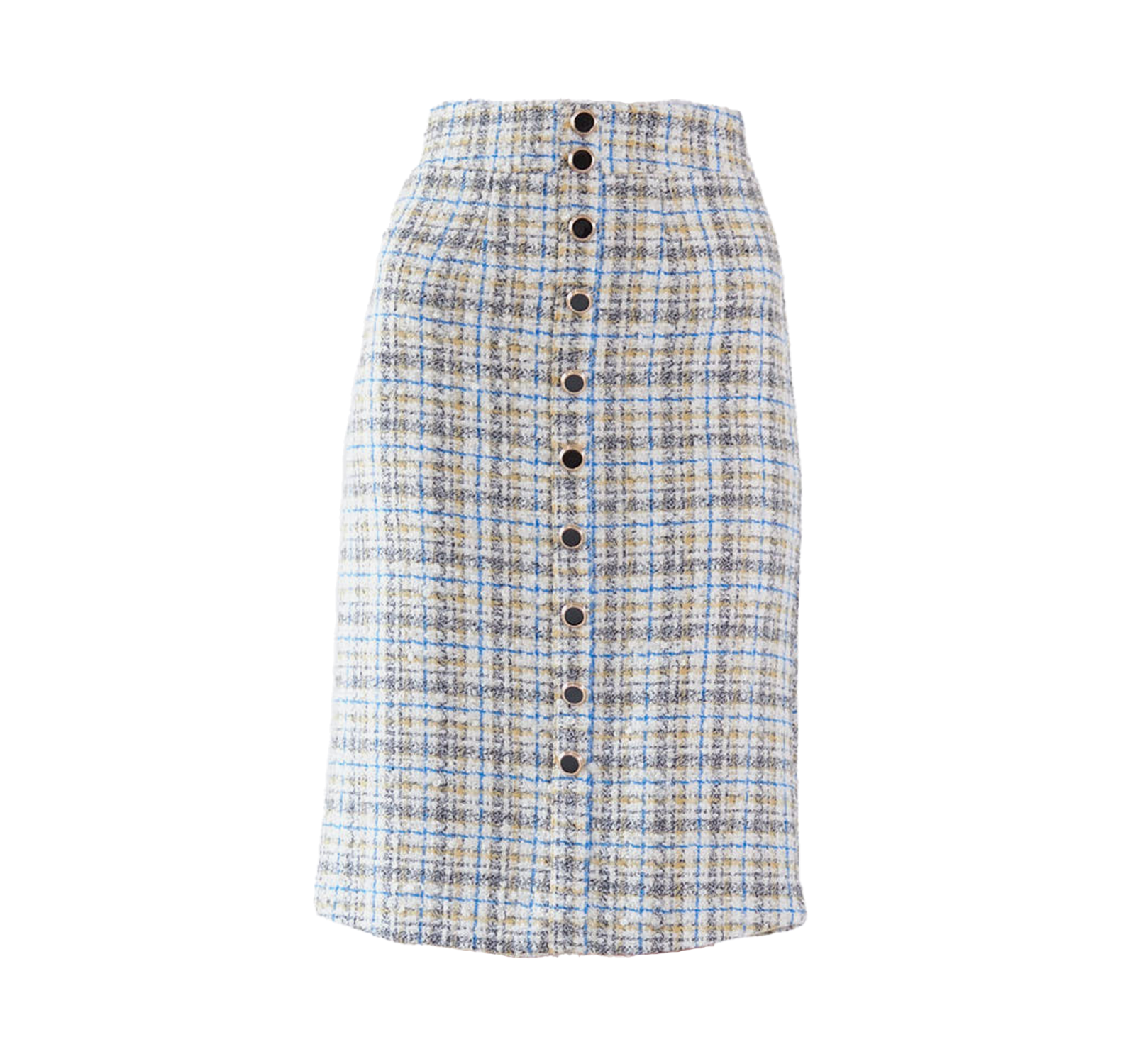 Luxe Plaid Tweed Pencil Skirt