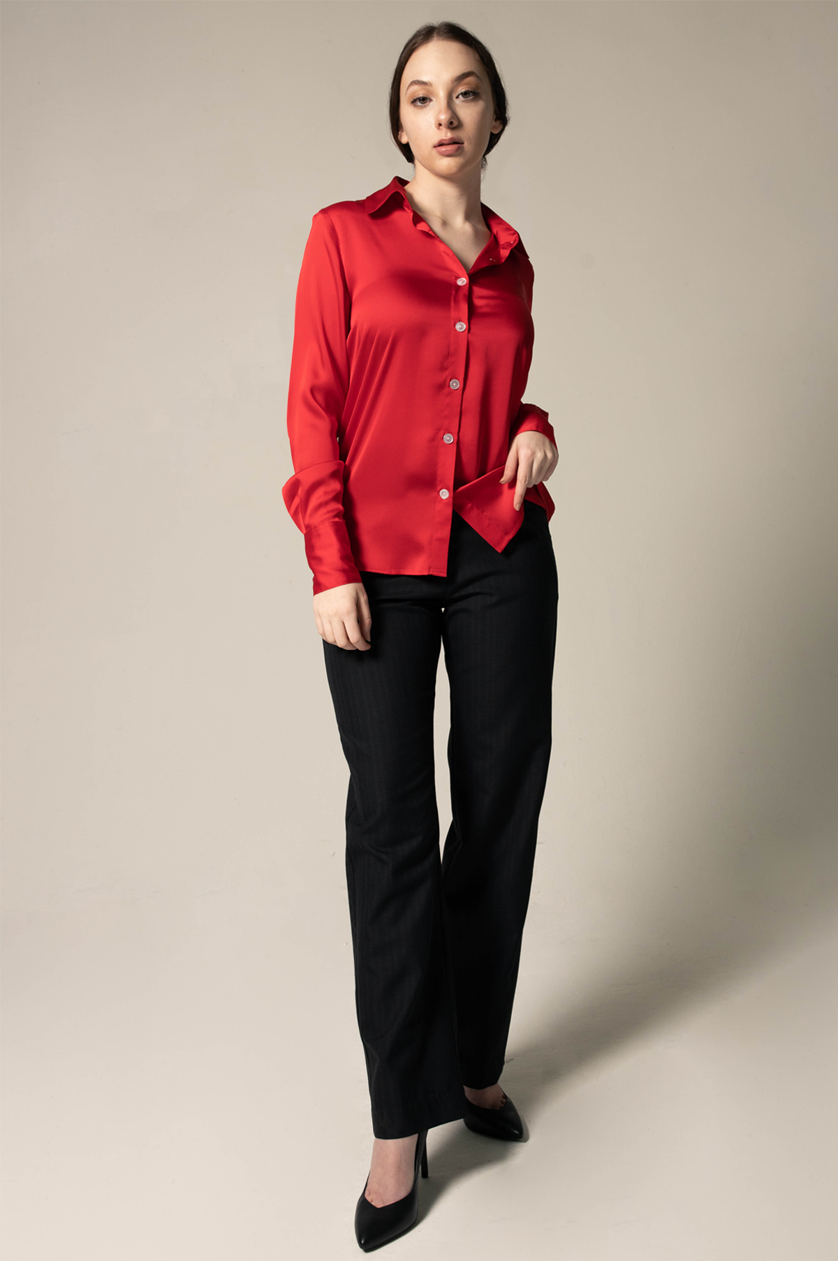 Luxe Silk Blouse in Red