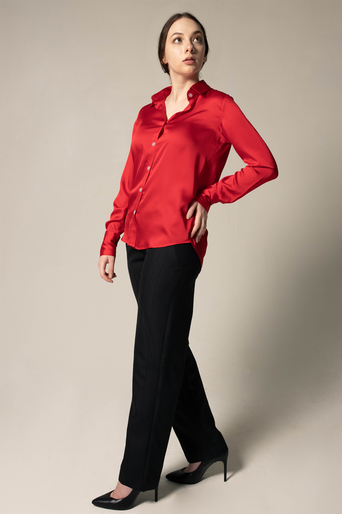 Luxe Silk Blouse in Red