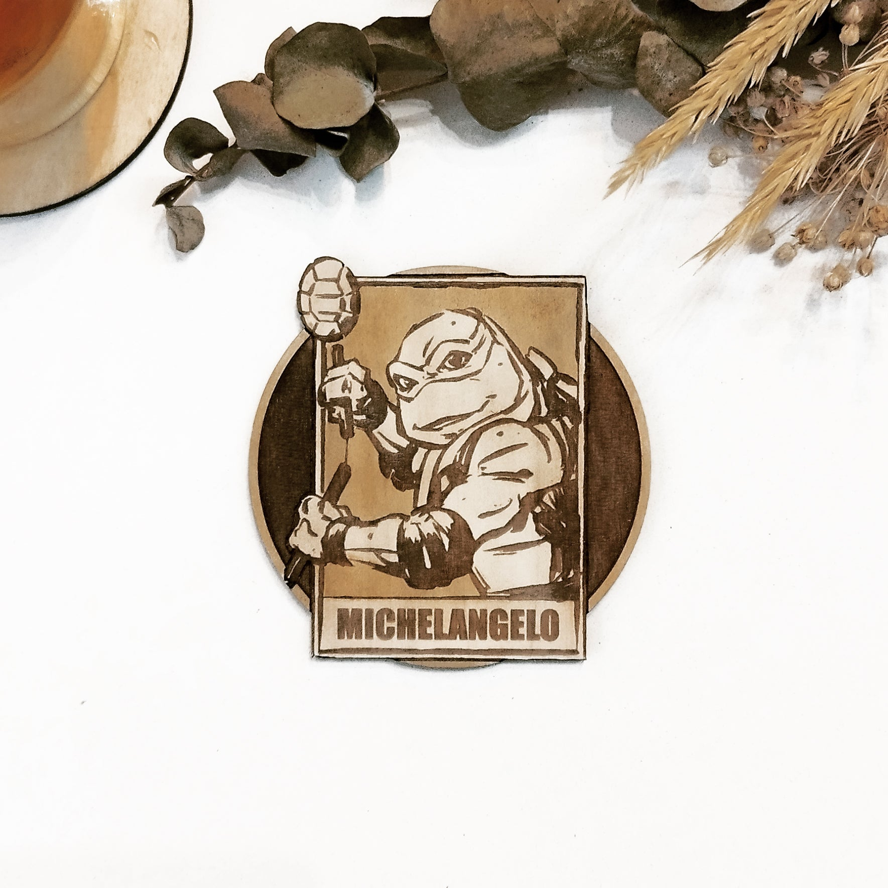 Set of 6 Teenage Mutant Ninja Turtles Wooden Coasters - Handmade Gift - Housewarming - Wood Kitchenware