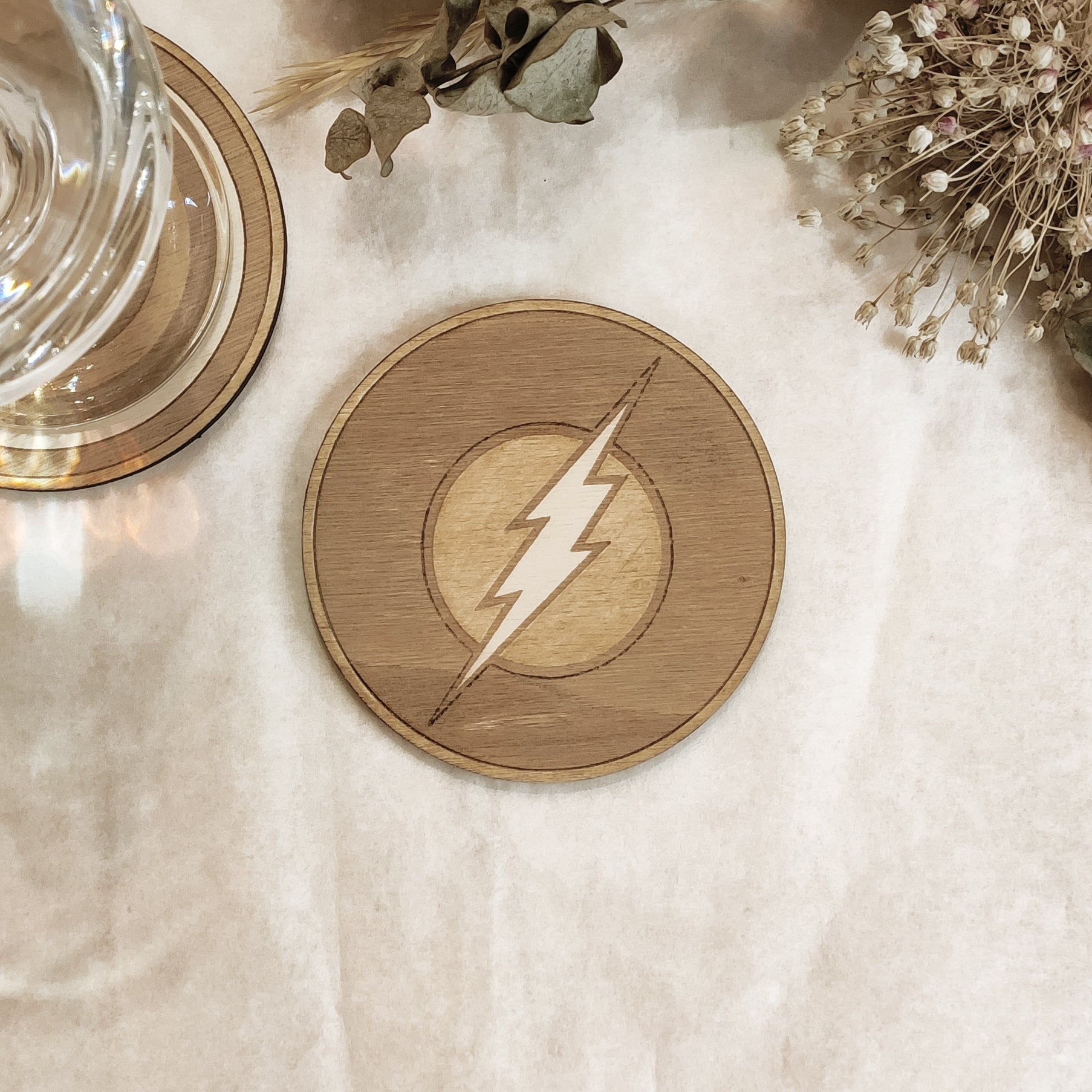 Set of 6 Superheroes Wooden Coasters - Handmade Gift - Housewarming - Wood Kitchenware