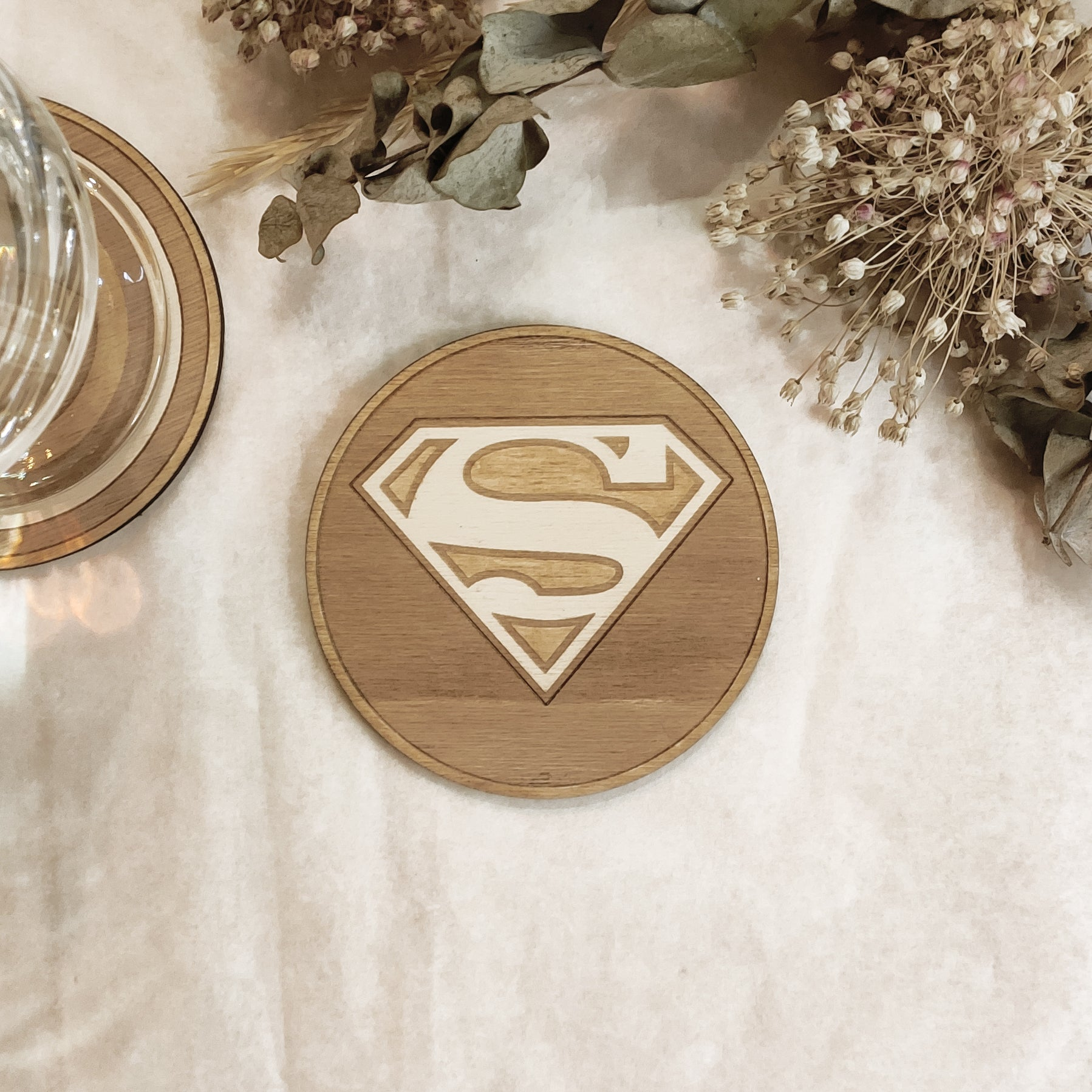 Set of 6 Superheroes Wooden Coasters - Handmade Gift - Housewarming - Wood Kitchenware