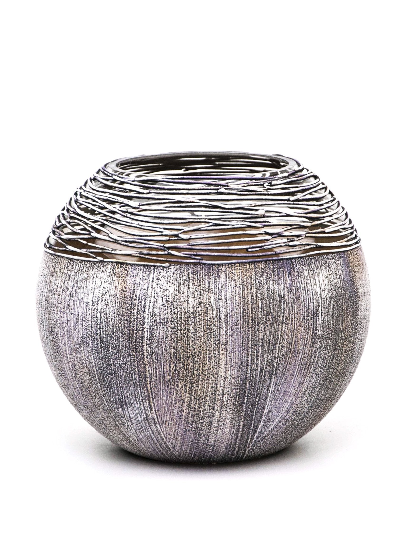 Art Decorated Gray Glass Vase for Flowers | Painted Art Glass Round Vase | Interior Design Home Room Decor | Table vase 6 inch | 5578/180/sh228