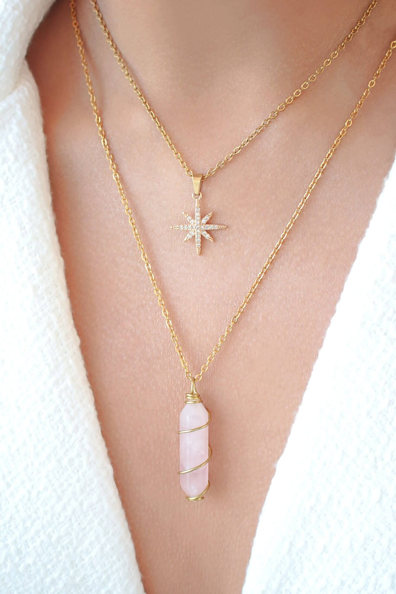 Double-ended Natural Crystals | 18K Hand Wired Necklaces