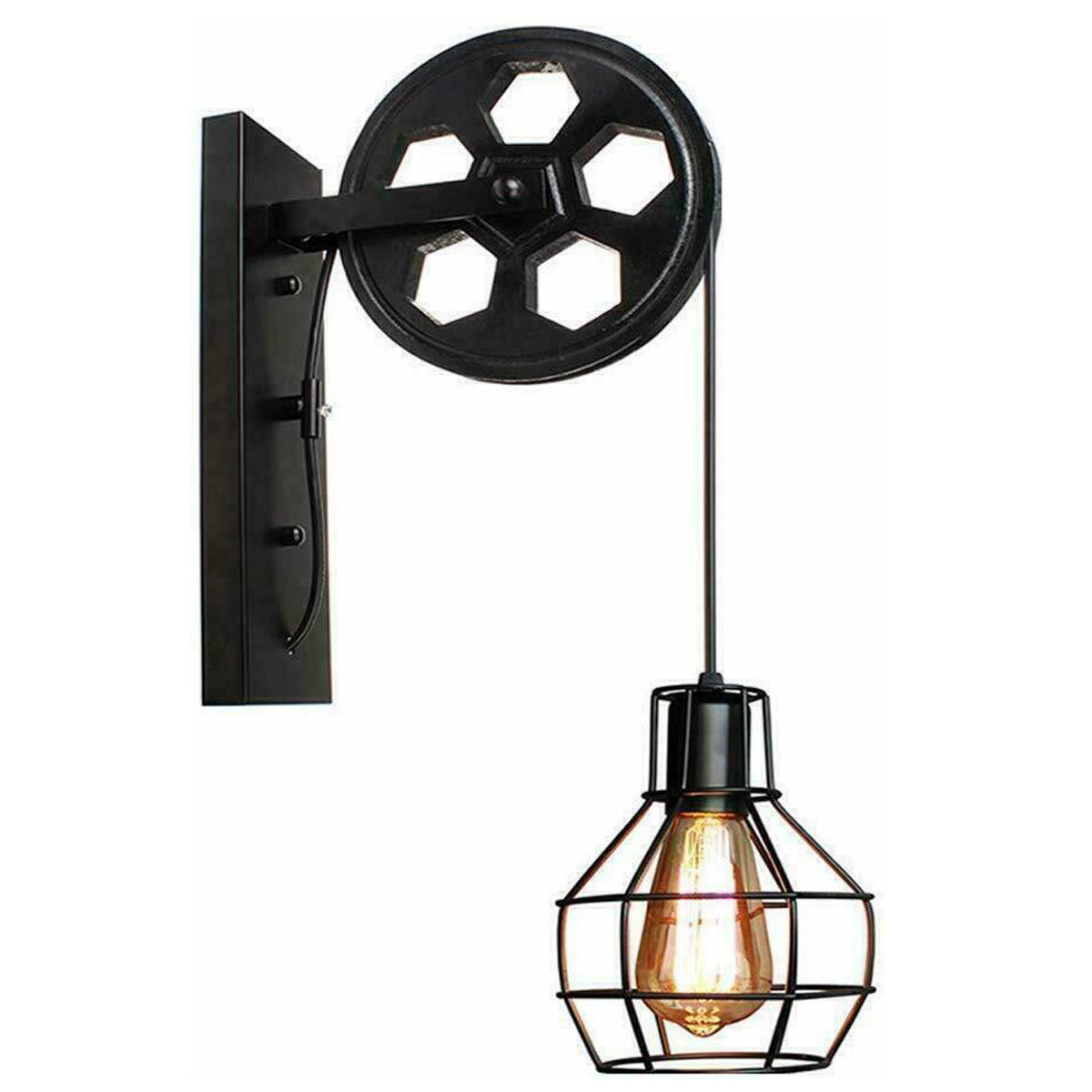 Wall Lamp Retro Wheel Light Rustic Vintage Pipe Industrial Steampunk Lighting~2231