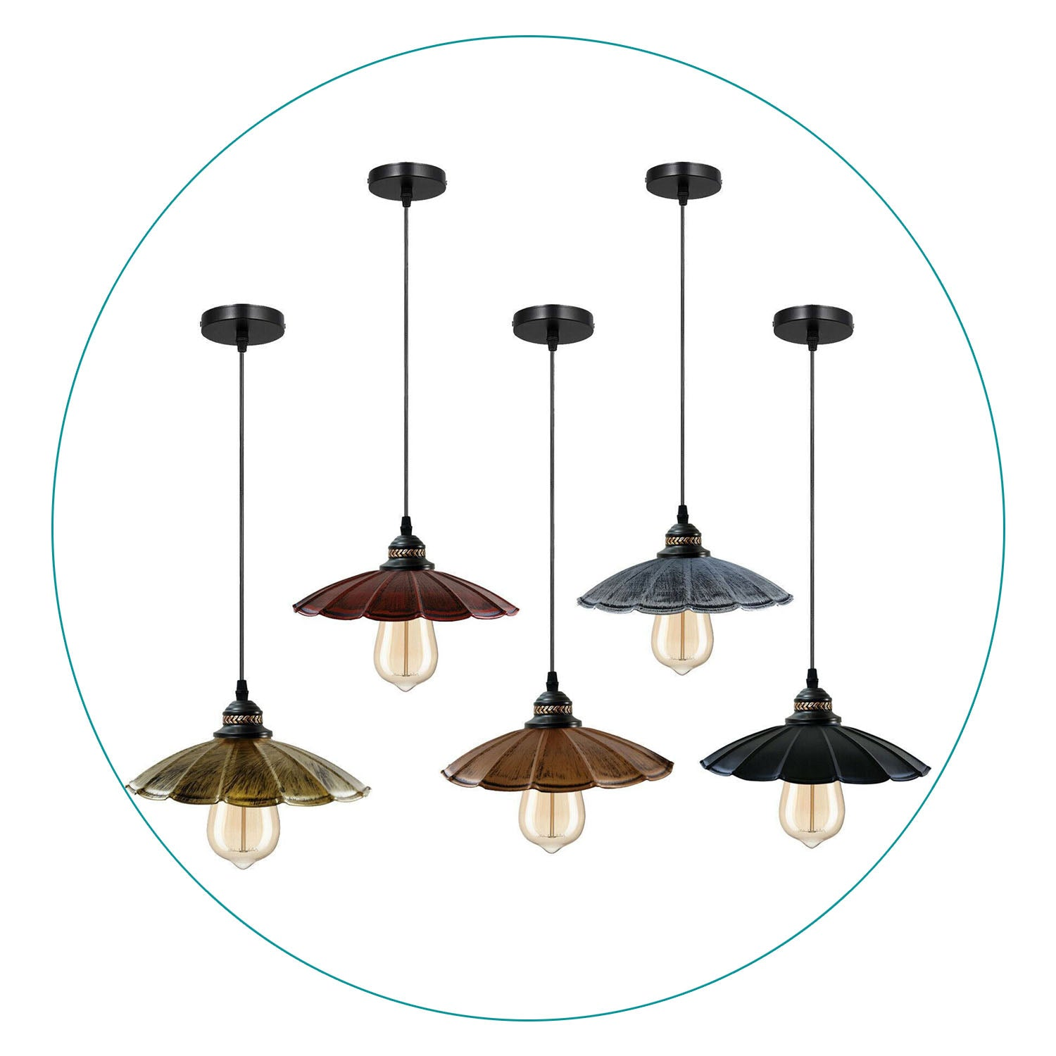 Industrial Vintage Retro Hanging Pendant Lighting for Kitchen Island, Cage Hanging Light Fixtures~1291