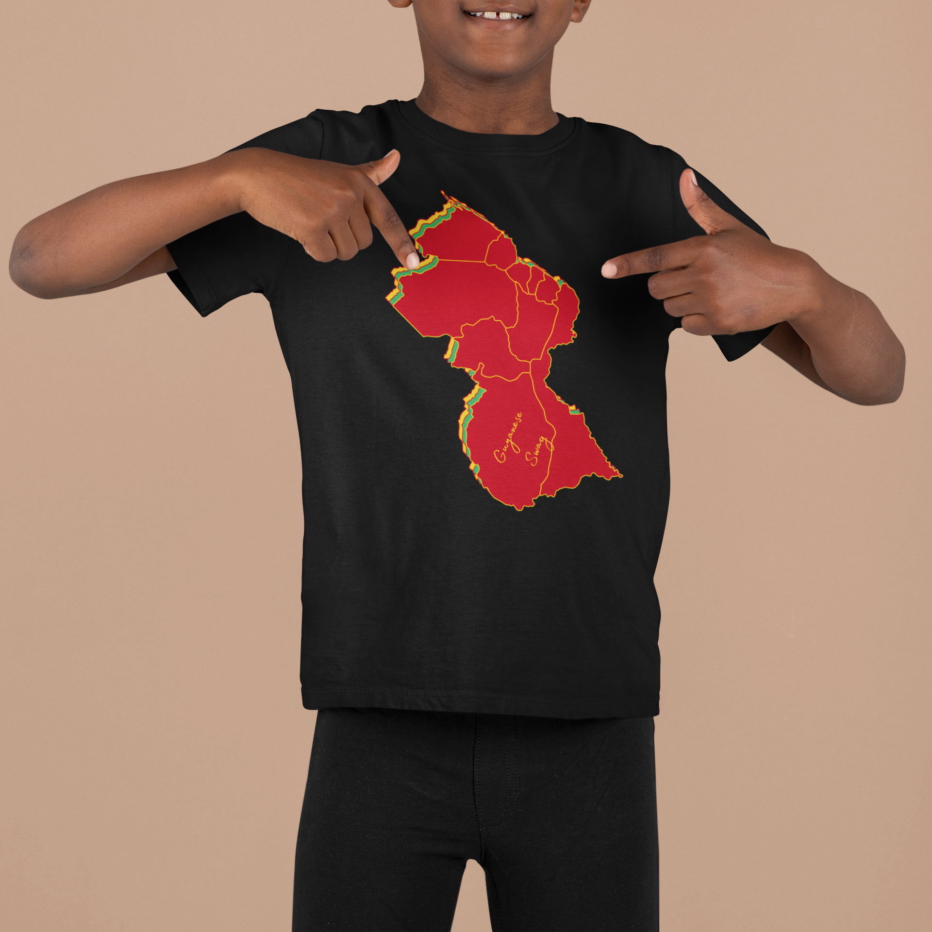 Guyana Map Unisex Kids Short Sleeve Tee