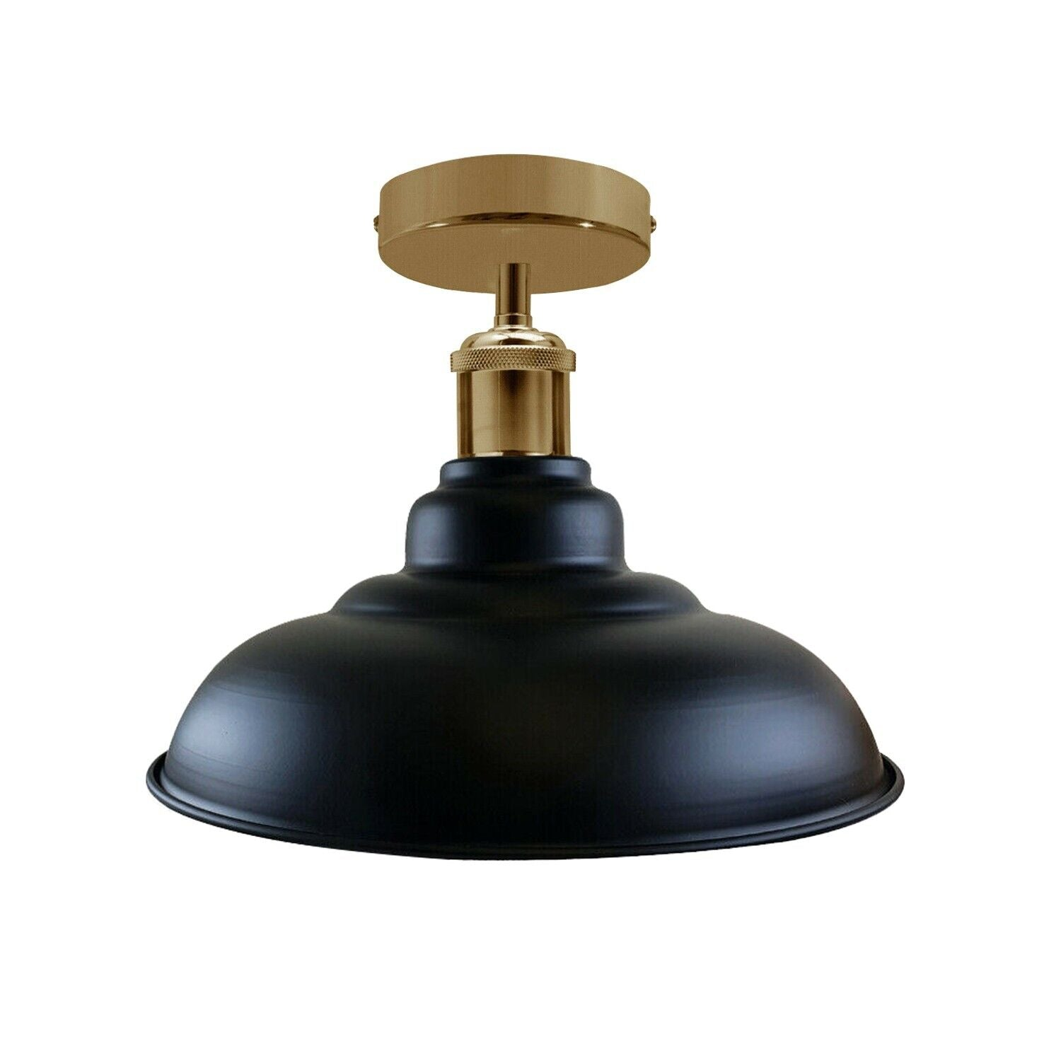 Industrial Vintage Retro Flush Mount Glossy Shade Black colour Ceiling Light E27 UK~3769