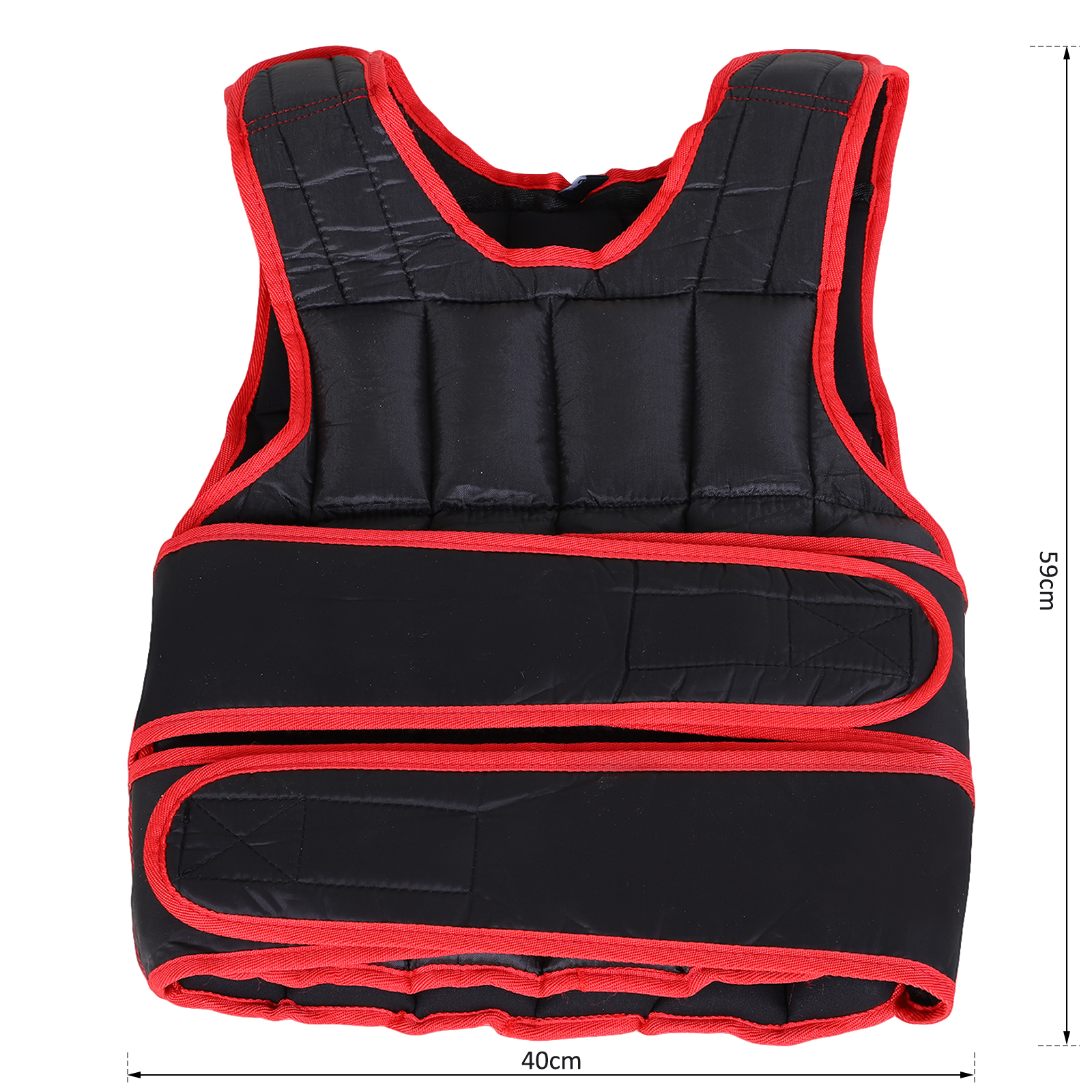 HOMCOM 10kg Men Or Women Waist Trainer Vest Adjustable Weighted w/ 38 Weight Bags  Easy Use Cardio Running Fitness Black Red For Weight Loss Exercise Workout