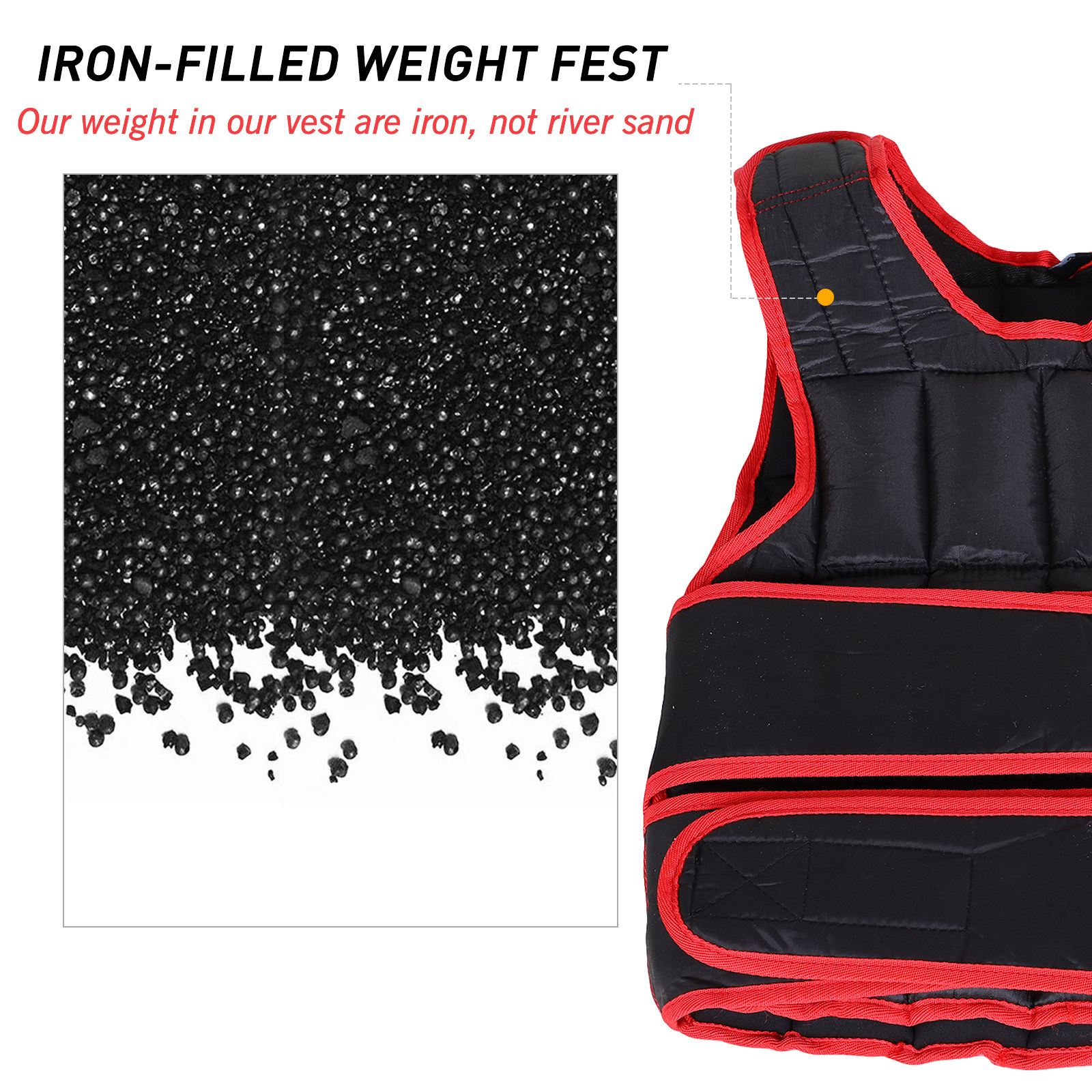 HOMCOM 10kg Men Or Women Waist Trainer Vest Adjustable Weighted w/ 38 Weight Bags  Easy Use Cardio Running Fitness Black Red For Weight Loss Exercise Workout