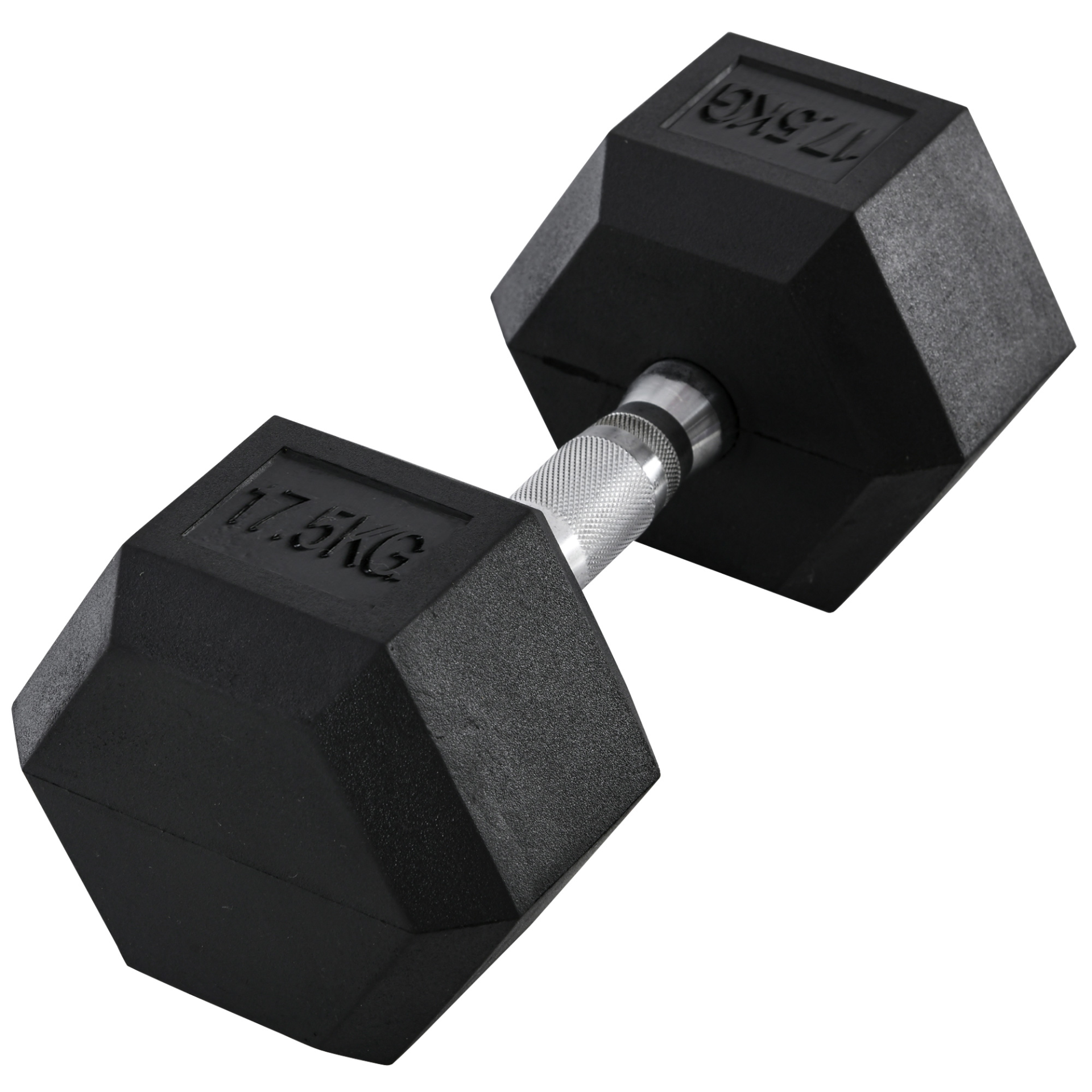 HOMCOM 17.5KG Single Rubber Hex Dumbbell Portable Hand Weights Dumbbell Home Gym Workout Fitness Hand Dumbbell