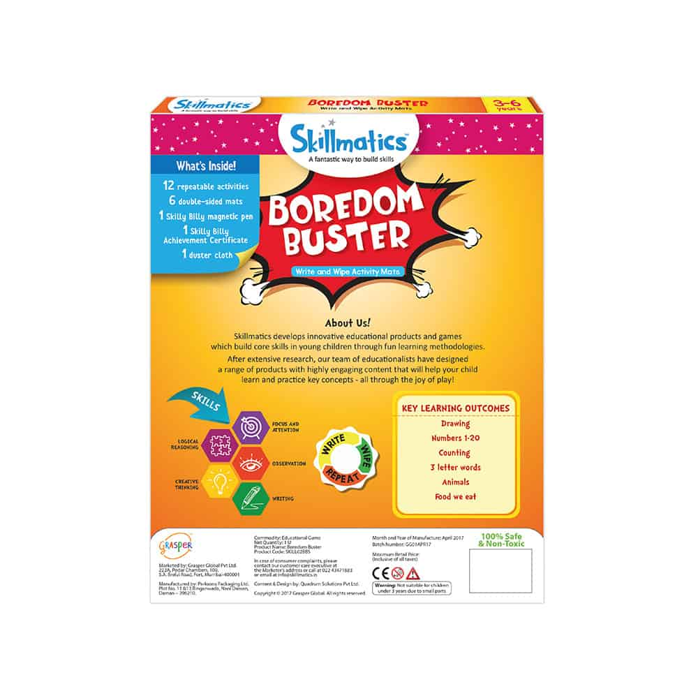 Boredom Buster - Write and Wipe Educational Activity Game For Kids