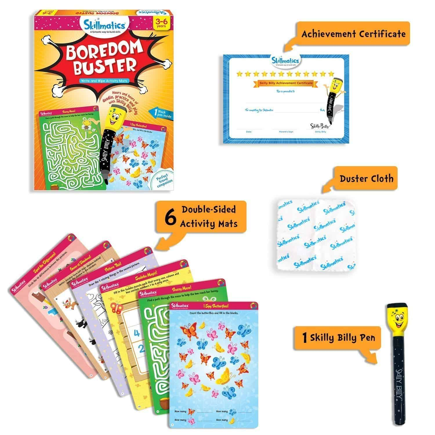 Boredom Buster - Write and Wipe Educational Activity Game For Kids