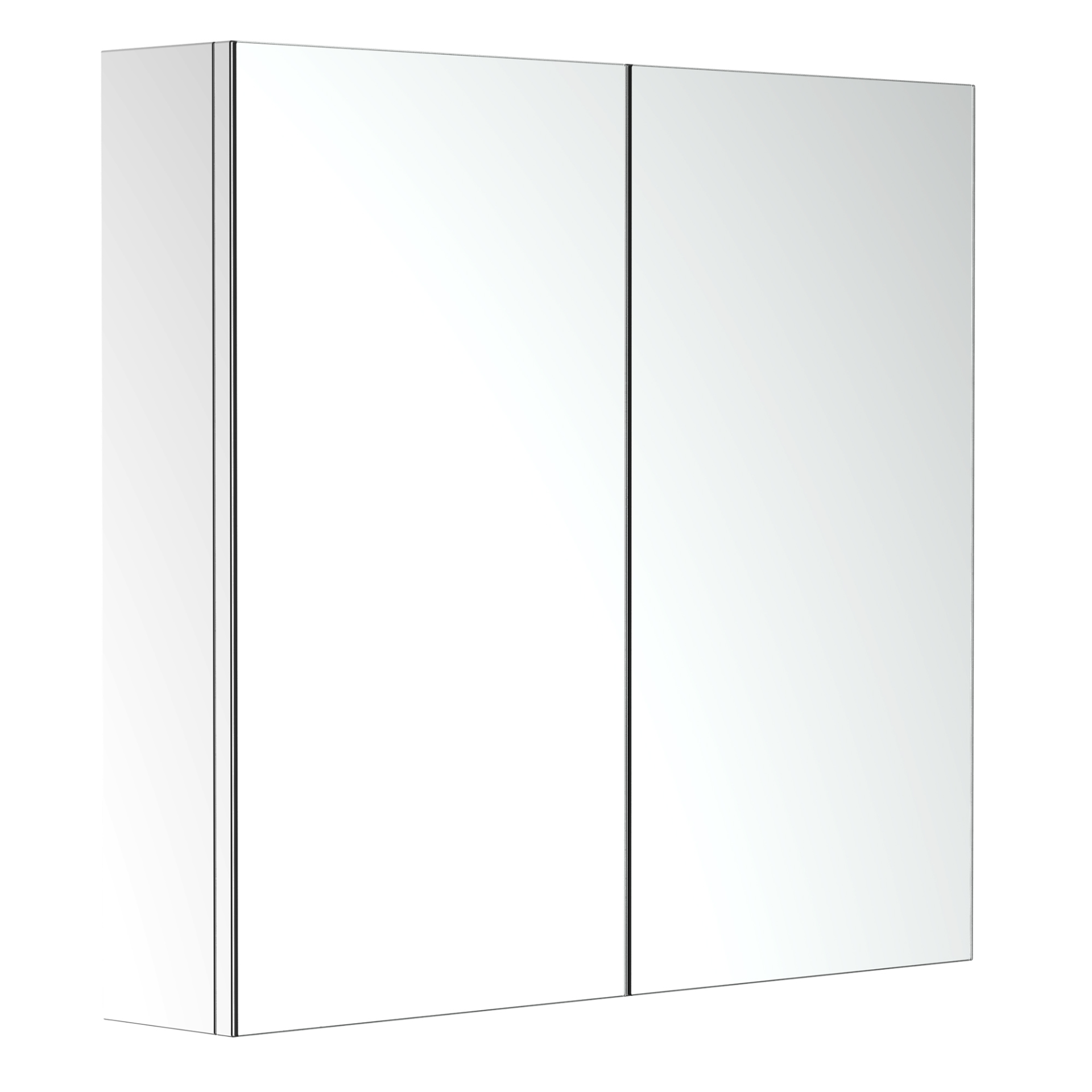 HOMCOM Bathroom Cabinets with Mirror, Stainless Steel Wall Mounted Mirror Storage Cabinet Double Doors 600mm (W)