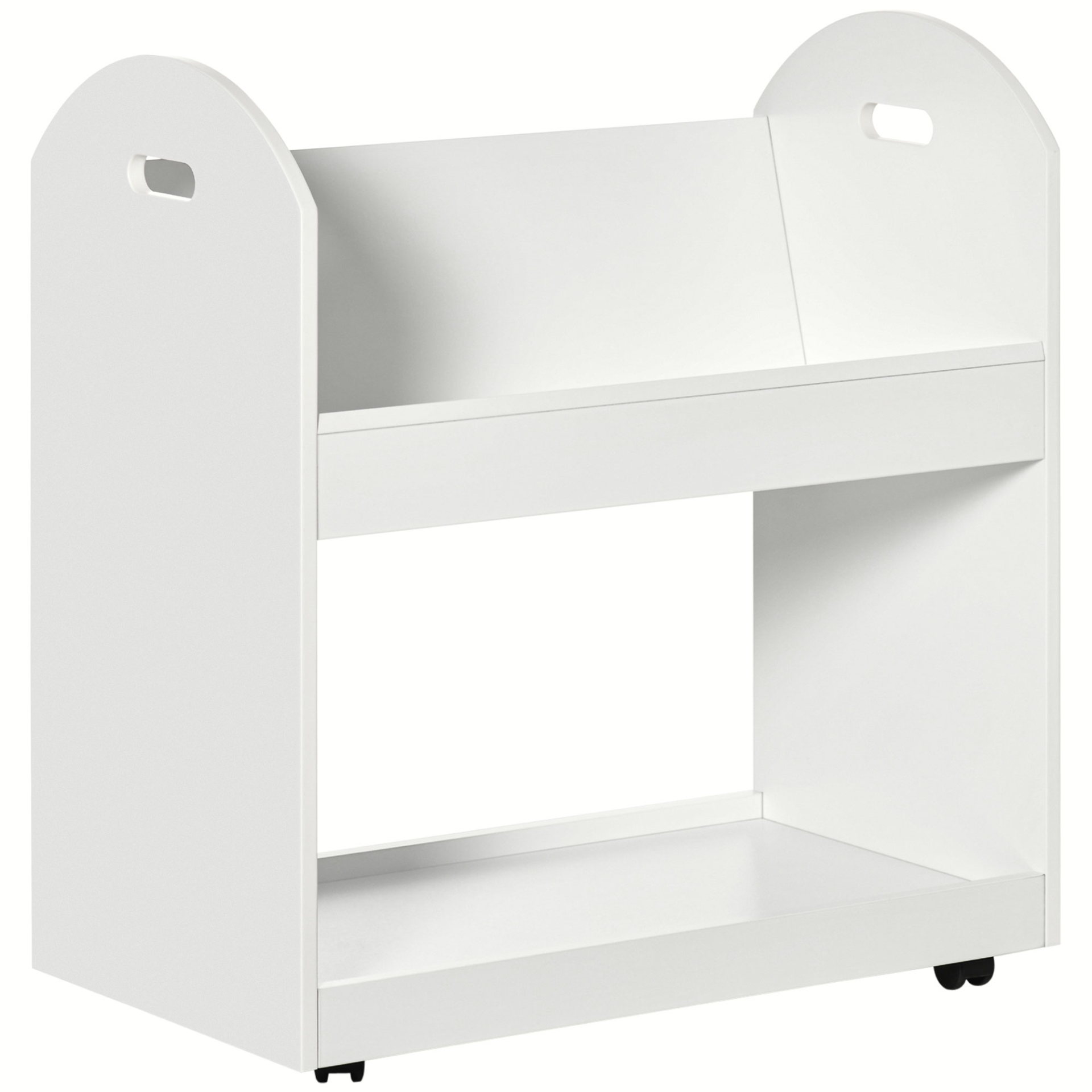 HOMCOM 2-Tier Storage Shelves, Kitchen Cart Shelf Unit with Wheels for Dining & Living Room, Home Study, White