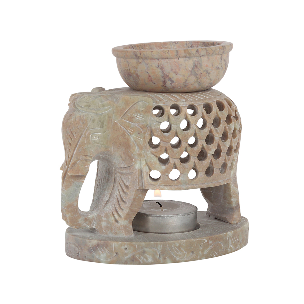 Downward Elephant Soapstone Oil Burner