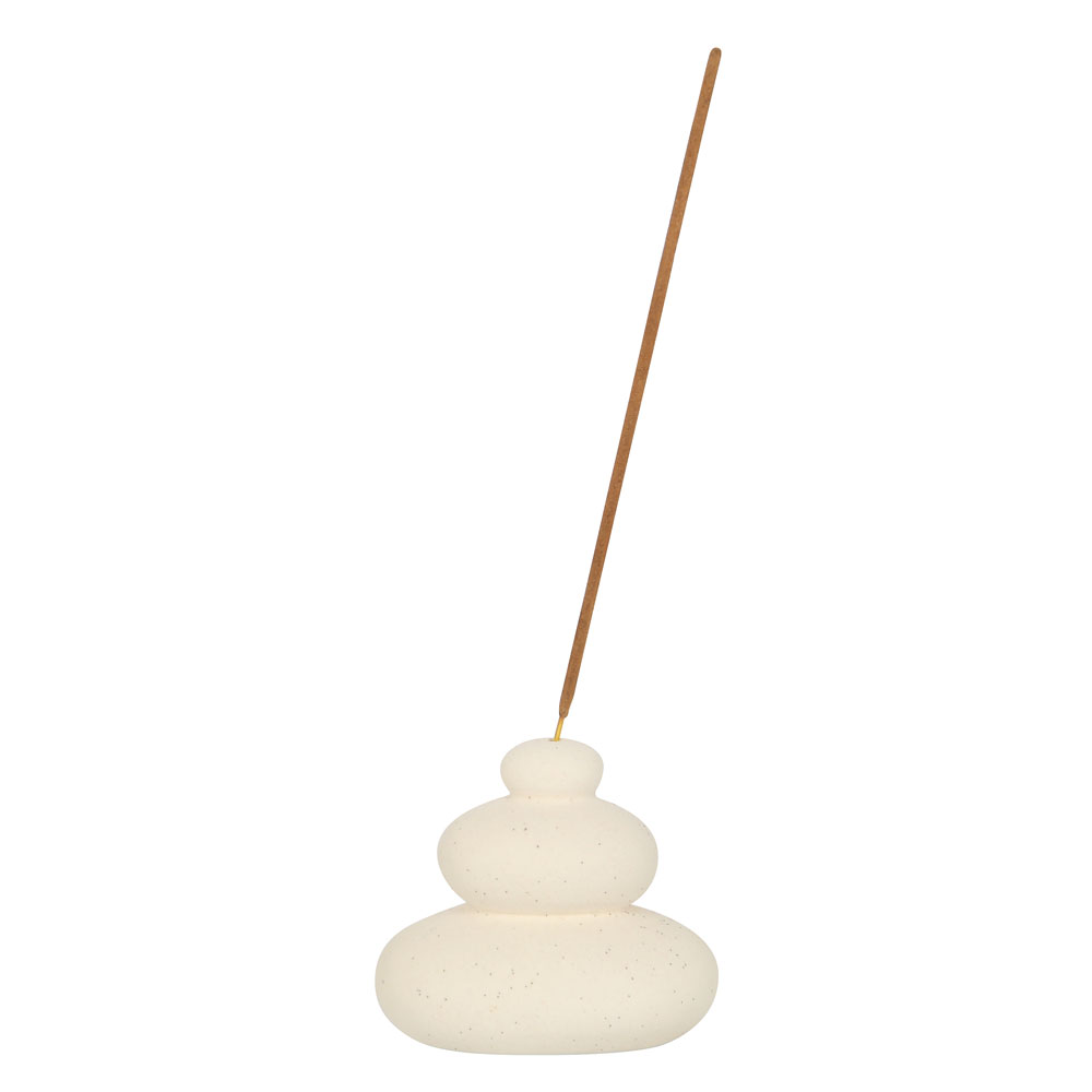 Cream Speckle Balancing Stones Incense Stick Holder