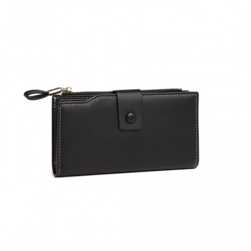 LP2104 - Miss Lulu RFID-Blocking Sleek Clutch Purse - Black