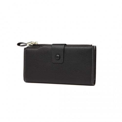 LP2104 - Miss Lulu RFID-Blocking Sleek Clutch Purse - Black