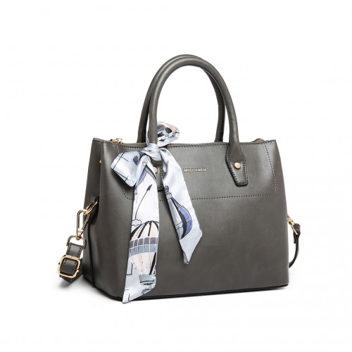 LT1959 - Miss Lulu Silk Scarf Shoulder Bag - Grey