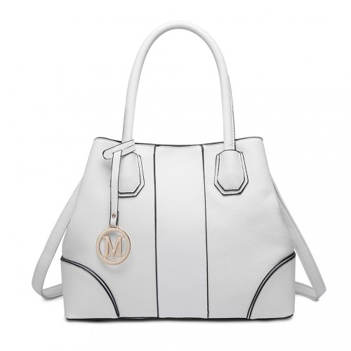 LT1822 - MISS LULU STRUCTURED PANELLED SHOULDER BAG - WHITE