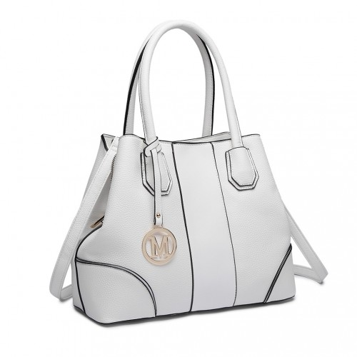 LT1822 - MISS LULU STRUCTURED PANELLED SHOULDER BAG - WHITE