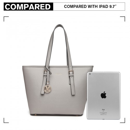 LT2054 - Miss Lulu Minimalist Tote Handbag Structured - Grey