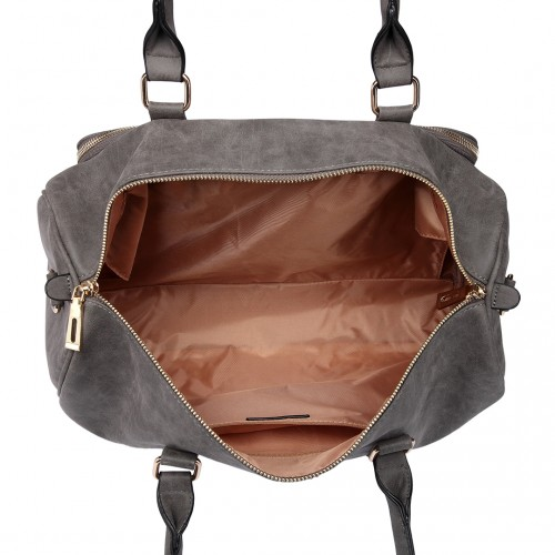 LT6638 - Miss Lulu Leather Look Maternity Changing Shoulder Bag Grey