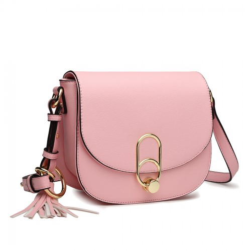 LZ1831 - MISS LULU CROSS BODY SADDLE BAG - PINK