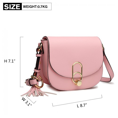 LZ1831 - MISS LULU CROSS BODY SADDLE BAG - PINK