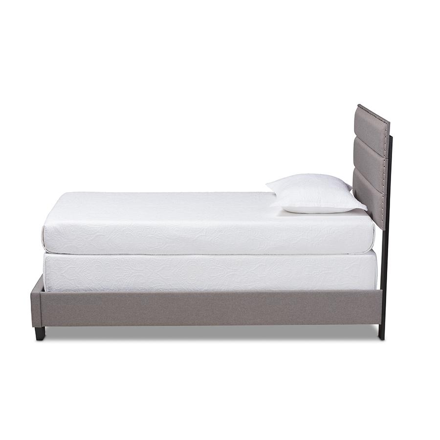 Baxton Studio Ansa Modern and Contemporary Grey Fabric Upholstered Twin Size Bed