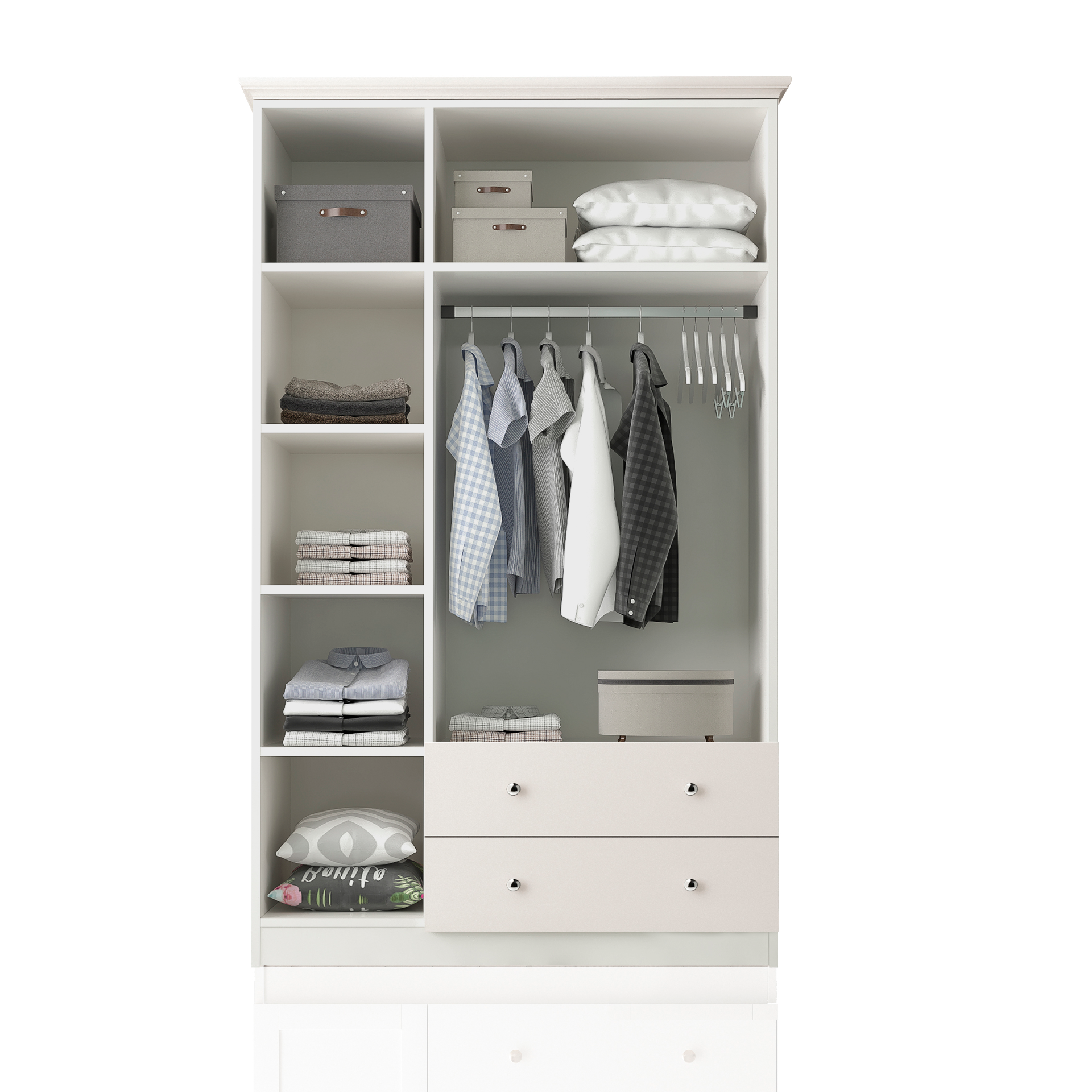 COLETTE 3 Door 2 Drawers Wardrobe, White