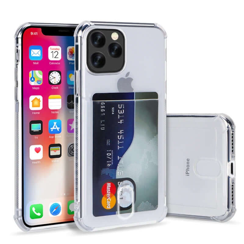 Card Slot Cushion Corners TPU Case for iPhone 13 Mini - Clear