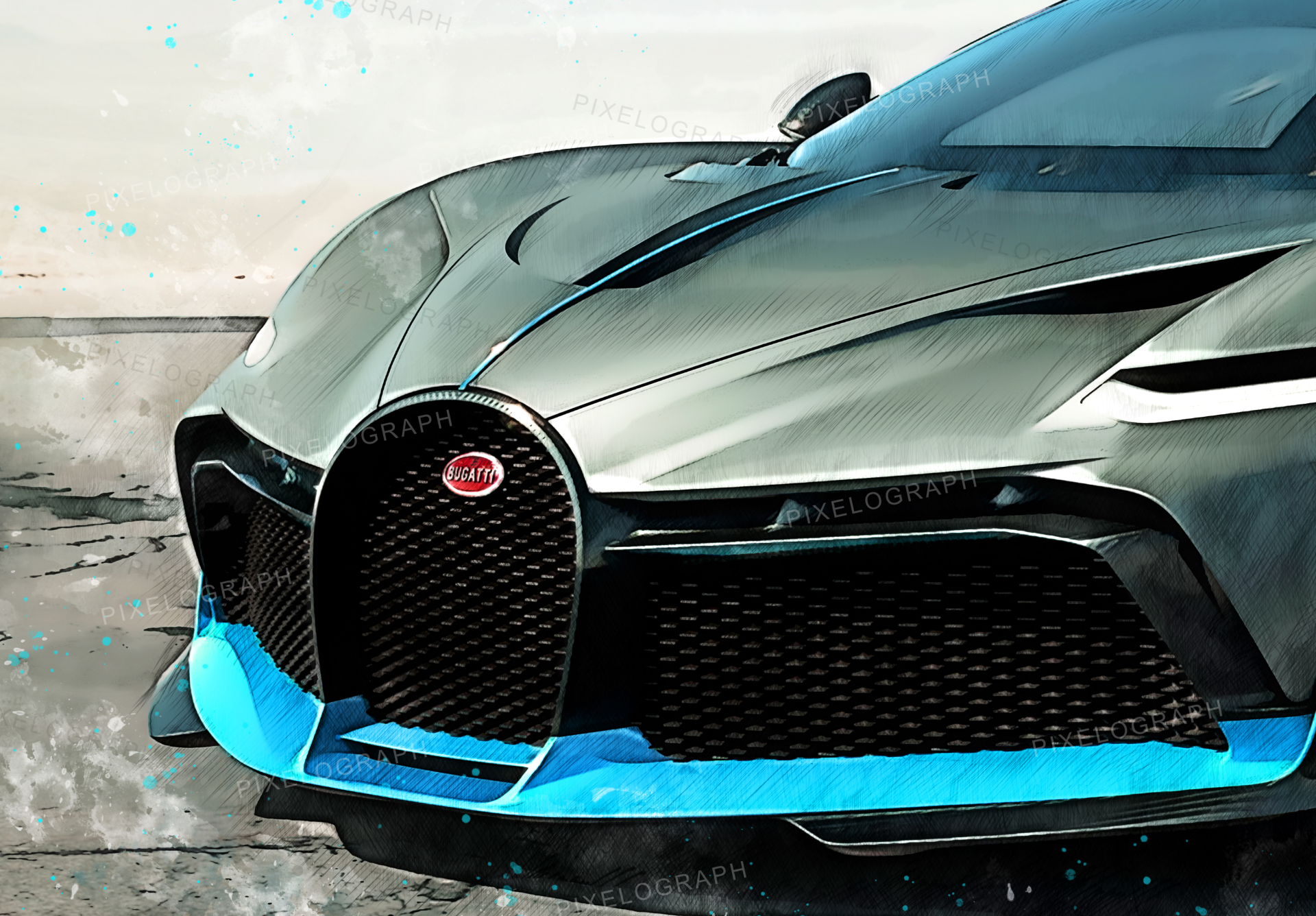 Bugatti Print, Divo - Bugatti Art, Bugatti Poster, Bugatti Sketch Art, Bugatti Print, Bugatti Watercolor, Divo, Bugatti Divo Print, Divo art