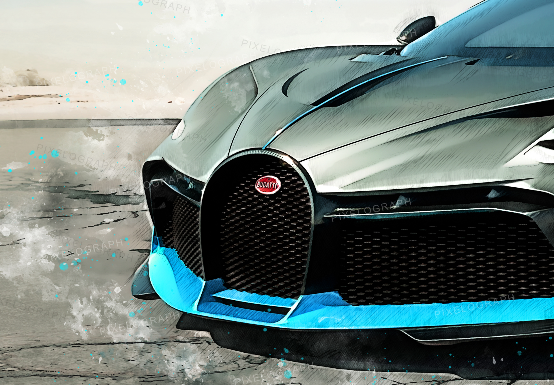 Bugatti Print, Divo - Bugatti Art, Bugatti Poster, Bugatti Sketch Art, Bugatti Print, Bugatti Watercolor, Divo, Bugatti Divo Print, Divo art