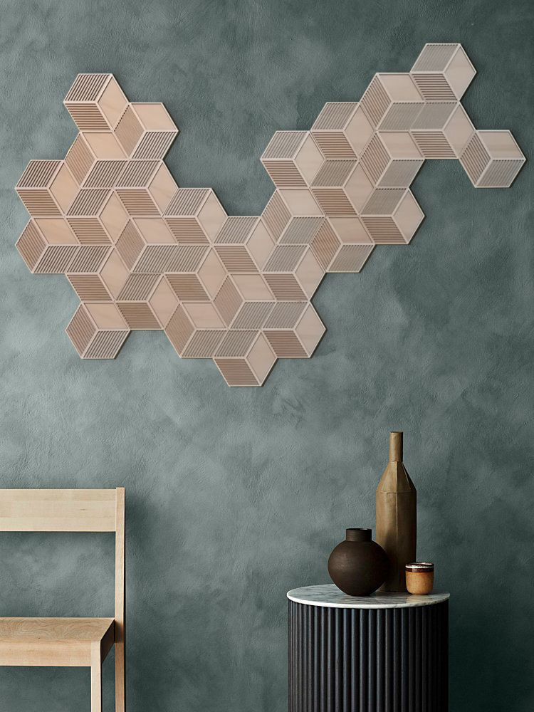 Geometric Wood Wall Art - Wooden Hexagonal Panel - Home Decor - Layered Art