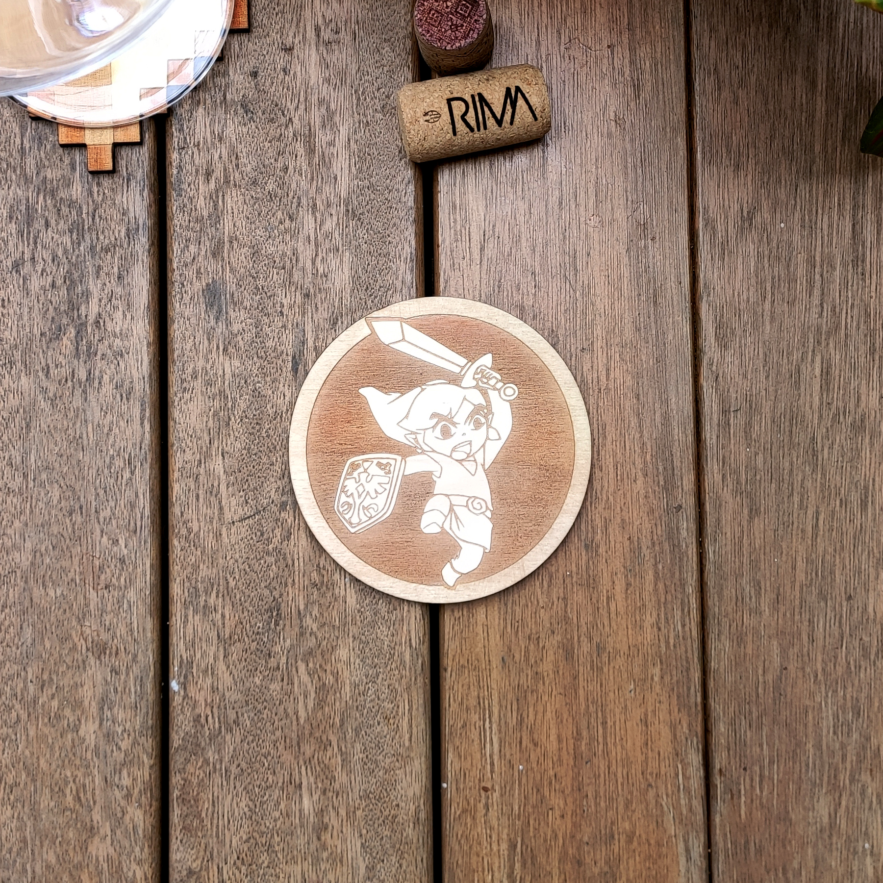 Set of 6 Legend of Zelda Wood Coasters - Housewarming Gift - Link