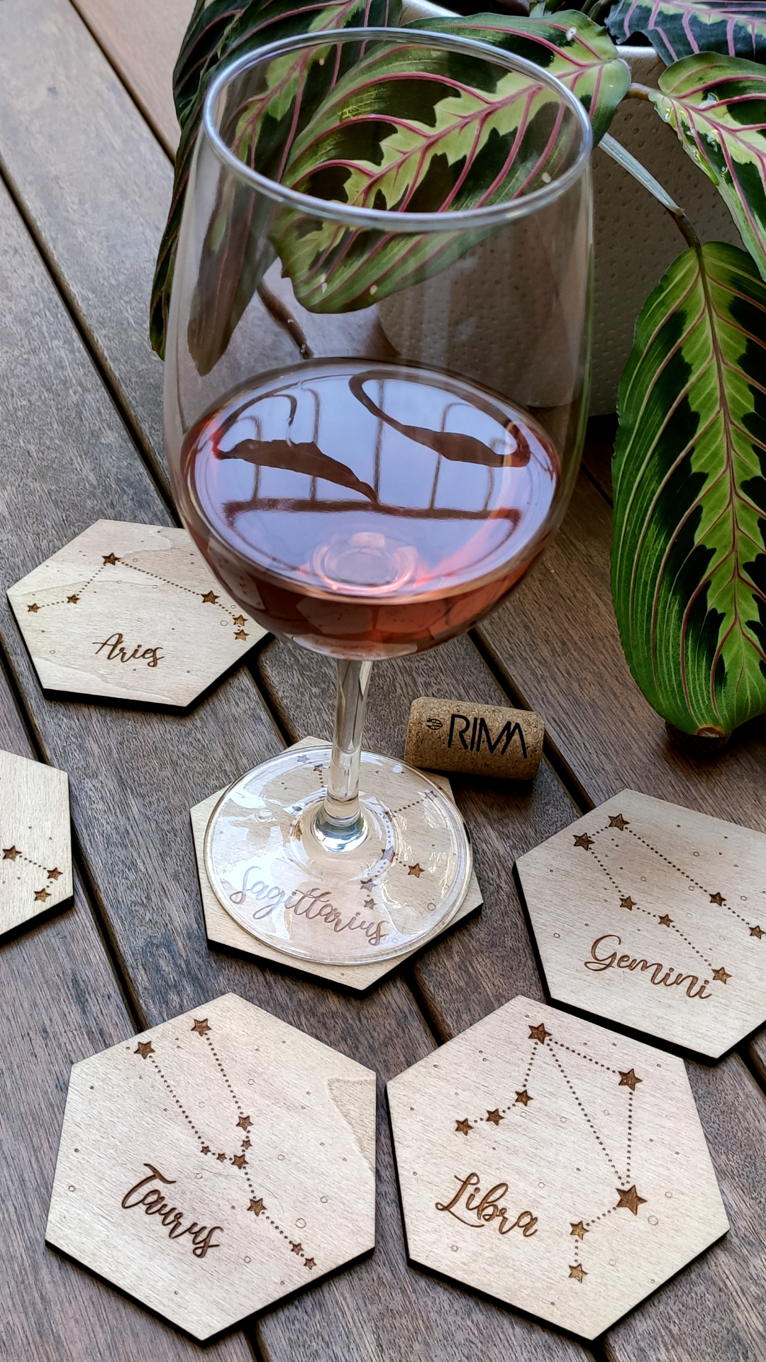 Set of 12 Zodiac Wood Coasters - Housewarming Gift - Constellations