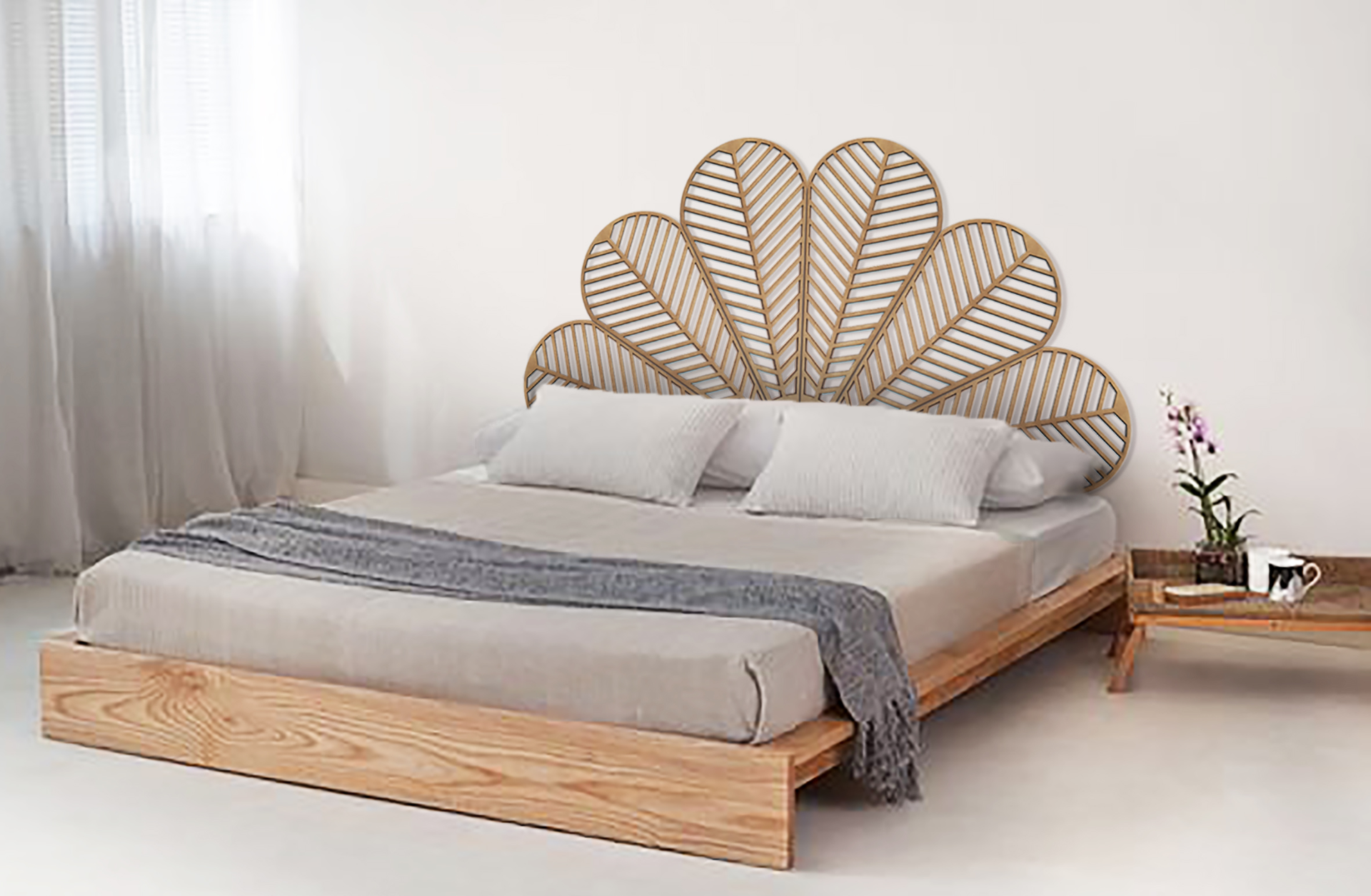 Wooden Headboard - All sizes - Natural Wood - Wall Bed Board