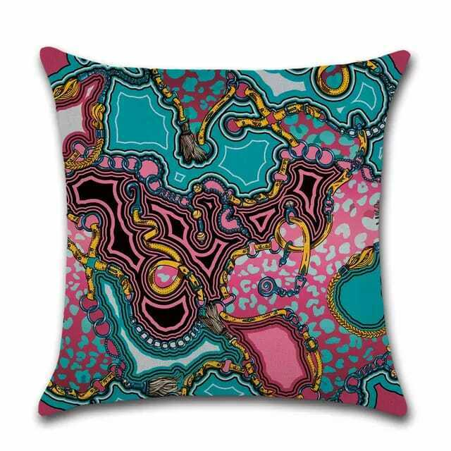 Cushion Cover Print - Blue & Pink