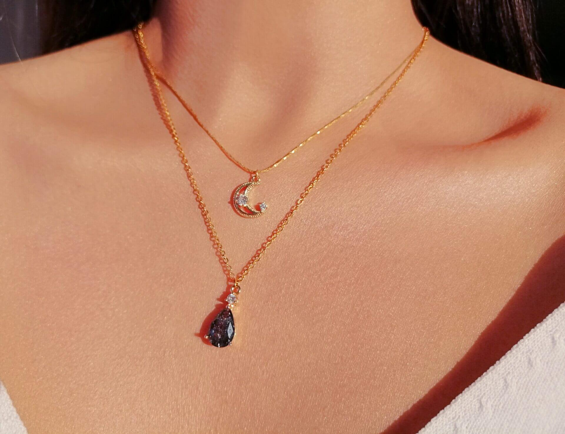 "Sweet Moon" | 18K Two Layers Necklace