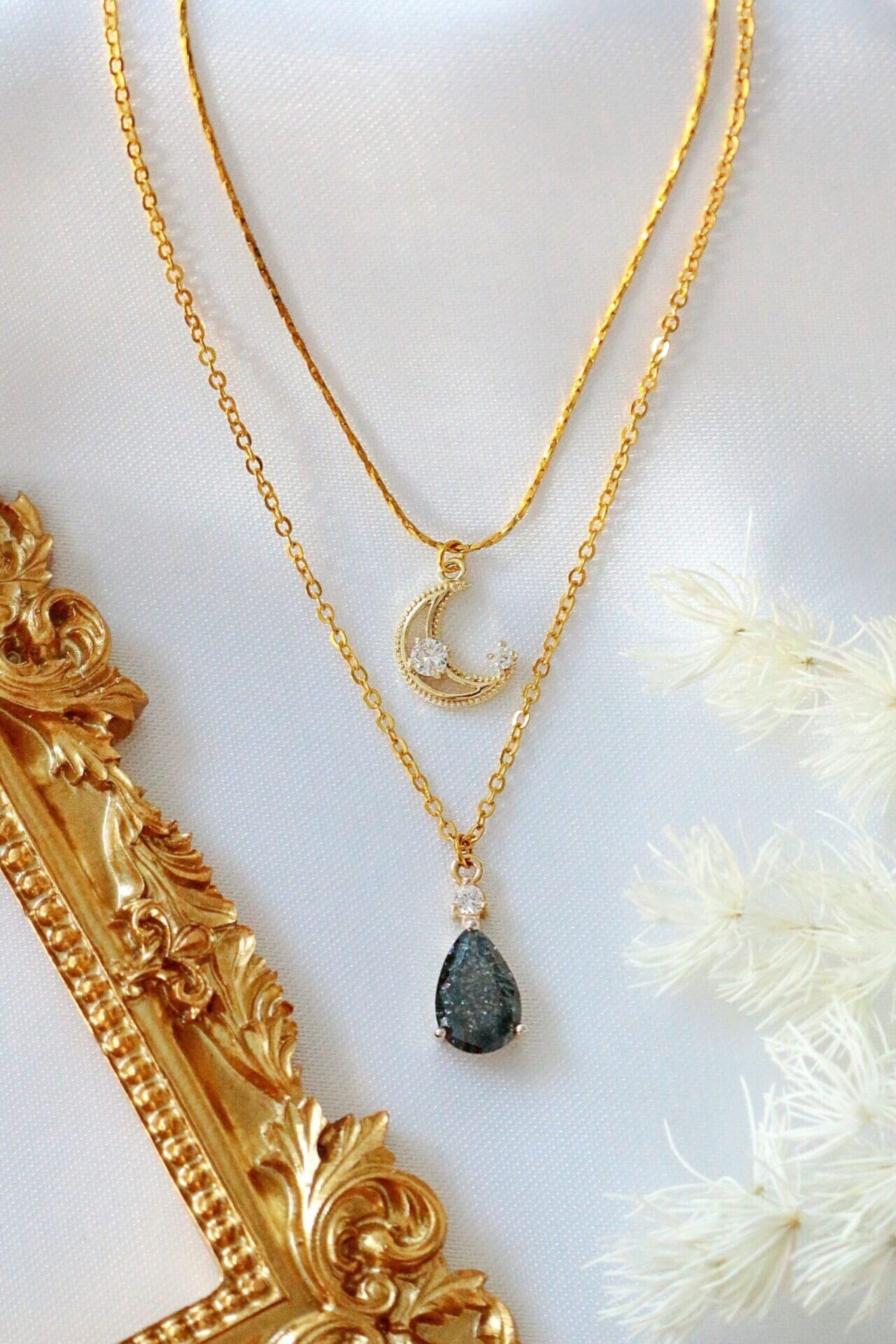 "Sweet Moon" | 18K Two Layers Necklace