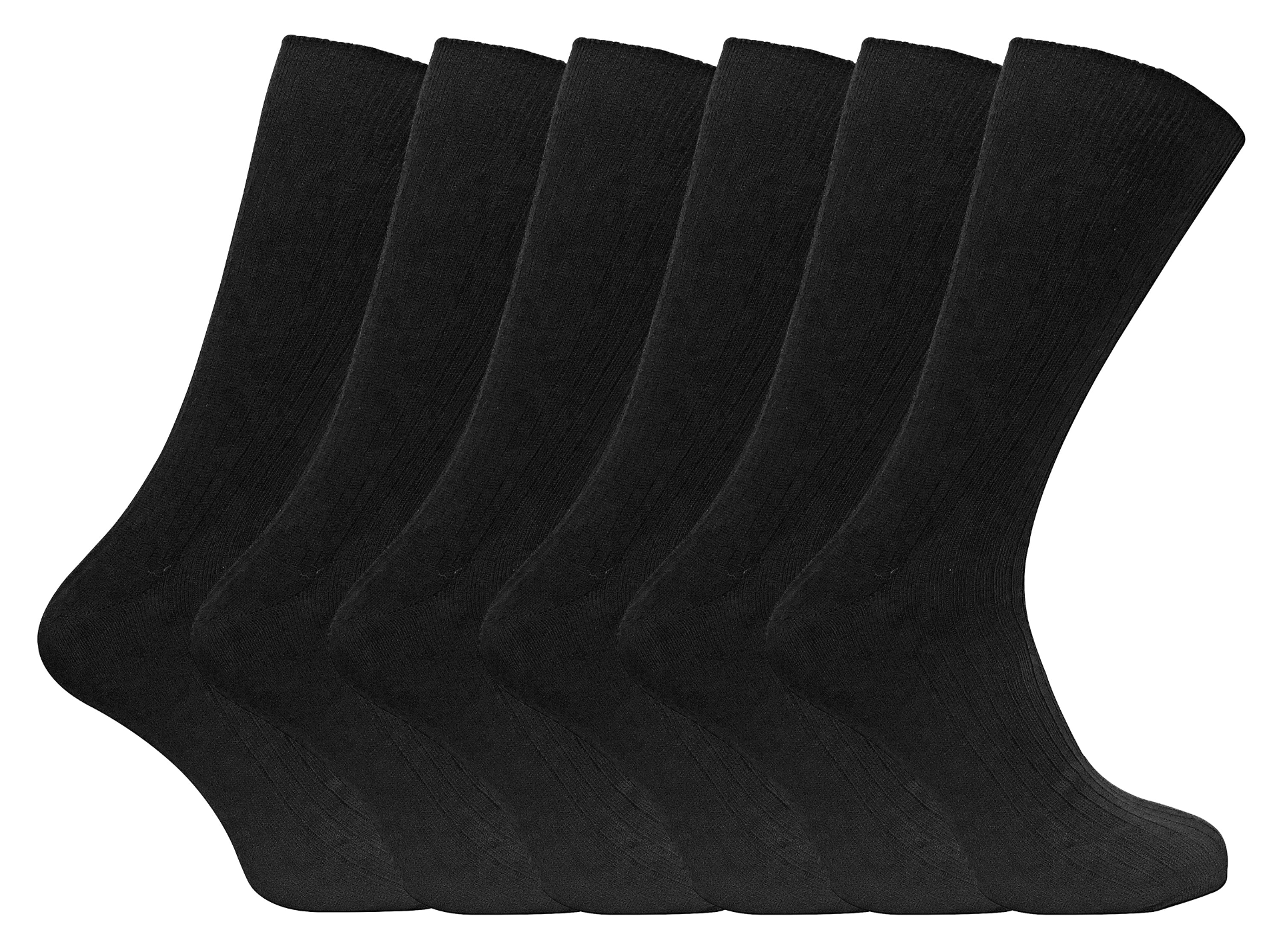 6 Pairs Mens Ribbed Breathable 100% Cotton Socks