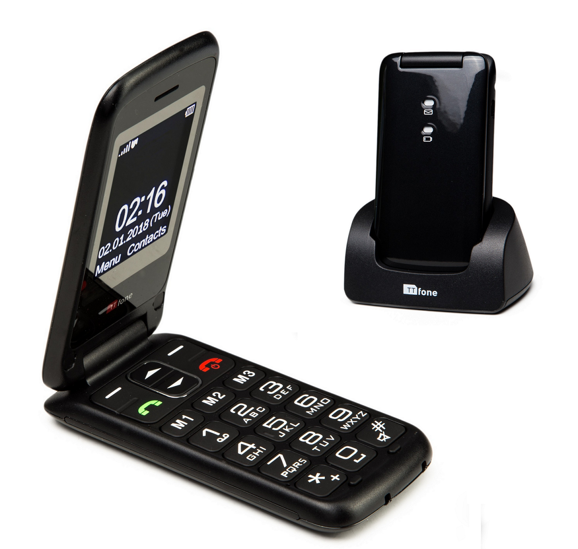 TTfone Nova TT650 Black Big Button Flip Mobile with Giff Gaff SIM Network