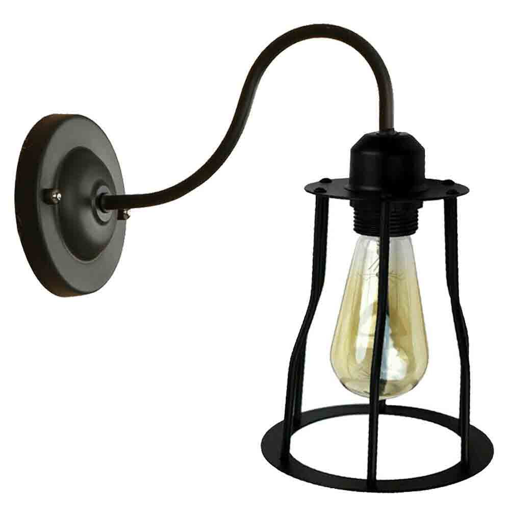 LEDSone industrial Vintage Rustic Wall Sconces Wire Cage Black Industrial Wall Light Lampshade~2900